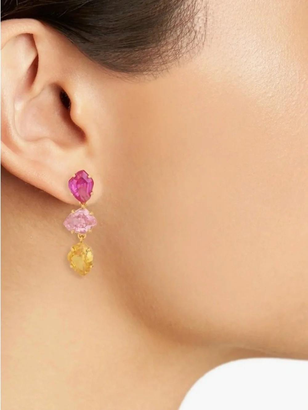Kate Spade Pink, Light Pink & Yellow Triple Drop Treasure Trove Earrings
